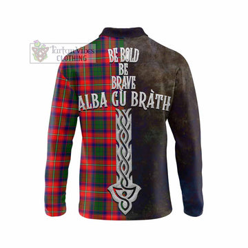 Belshes (Belsches) Tartan Family Crest Long Sleeve Polo Shirt Alba Gu Brath Be Brave Lion Ancient Style - Tartan Vibes Clothing