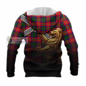 Belshes (Belsches) Crest Tartan Knitted Hoodie with Golden Lion Emblem Celtic Style - Tartan Vibes Clothing