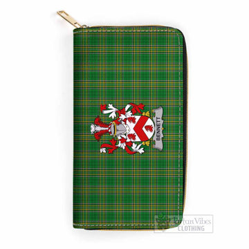 Bennett Irish Clan Tartan Women's Leather Wallet with Coat of Arms One Size 19.7*10.5*3.5 cm - Tartan Vibes Clothing