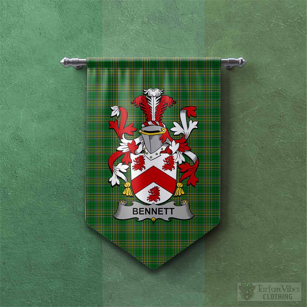 Bennett Irish Clan Tartan Gonfalon, Tartan Banner with Coat of Arms Chevron - Tartan Vibes Clothing