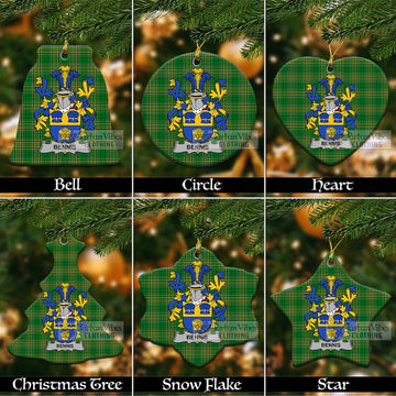 Bennis Irish Clan Tartan Christmas Ceramic Ornament with Coat of Arms