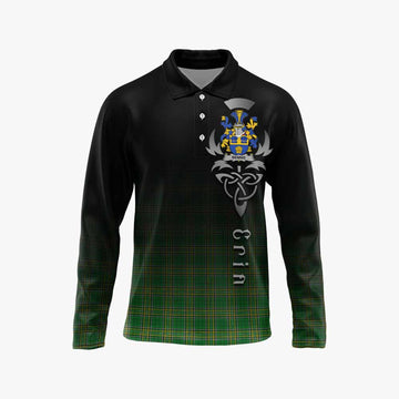 Bennis Irish Clan Long Sleeve Polo Shirt with Coat of Arms Erin Go Bragh Celtic Inspired Unisex - Tartan Vibes Clothing