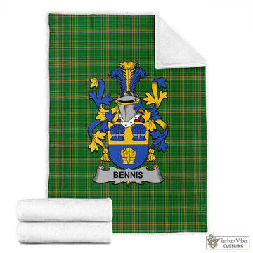 Bennis Irish Clan Tartan Blanket with Coat of Arms X-Large 59 x 79 inches 150 x 200 cm - Tartan Vibes Clothing