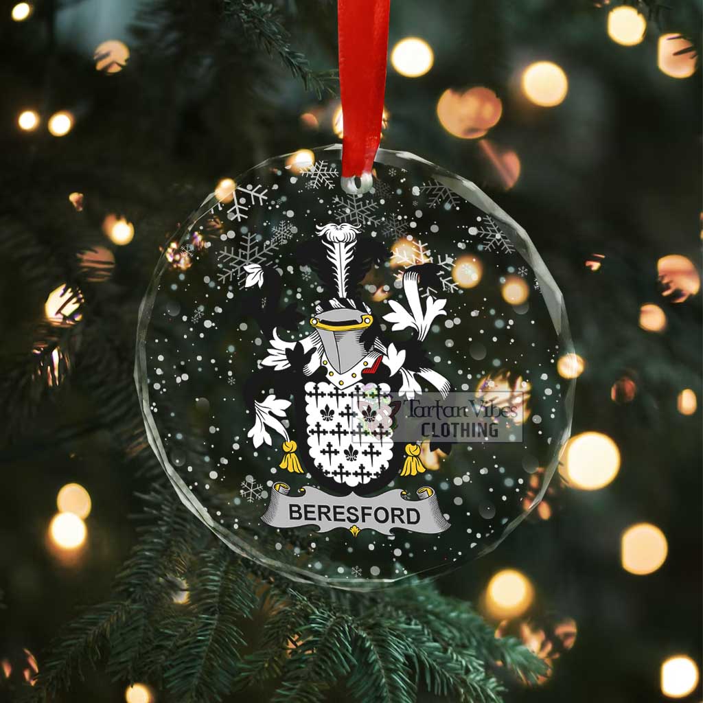 Tartan Vibes Clothing Beresford Irish Clan Christmas Glass Ornament with Coat of Arms