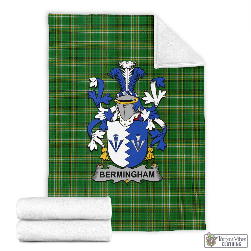 Bermingham Irish Clan Tartan Blanket with Coat of Arms X-Large 59 x 79 inches 150 x 200 cm - Tartan Vibes Clothing