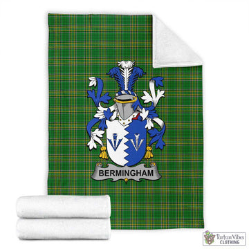 Bermingham Irish Clan Tartan Blanket with Coat of Arms X-Large 59 x 79 inches 150 x 200 cm - Tartan Vibes Clothing