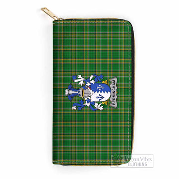 Bermingham Irish Clan Tartan Women's Leather Wallet with Coat of Arms One Size 19.7*10.5*3.5 cm - Tartan Vibes Clothing