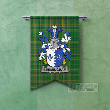 Bermingham Irish Clan Tartan Gonfalon, Tartan Banner with Coat of Arms Fishtail - Tartan Vibes Clothing