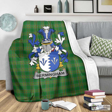 Bermingham Irish Clan Tartan Blanket with Coat of Arms - Tartan Vibes Clothing
