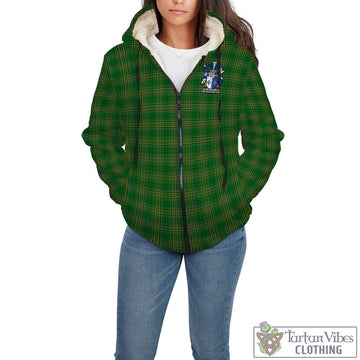 Bermingham Irish Clan Tartan Sherpa Hoodie with Coat of Arms - Tartan Vibes Clothing