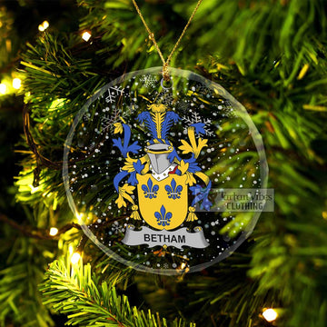 Betham Irish Clan Christmas Glass Ornament with Coat of Arms