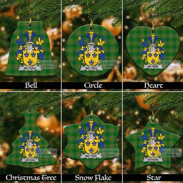 Betham Irish Clan Tartan Christmas Ceramic Ornament with Coat of Arms