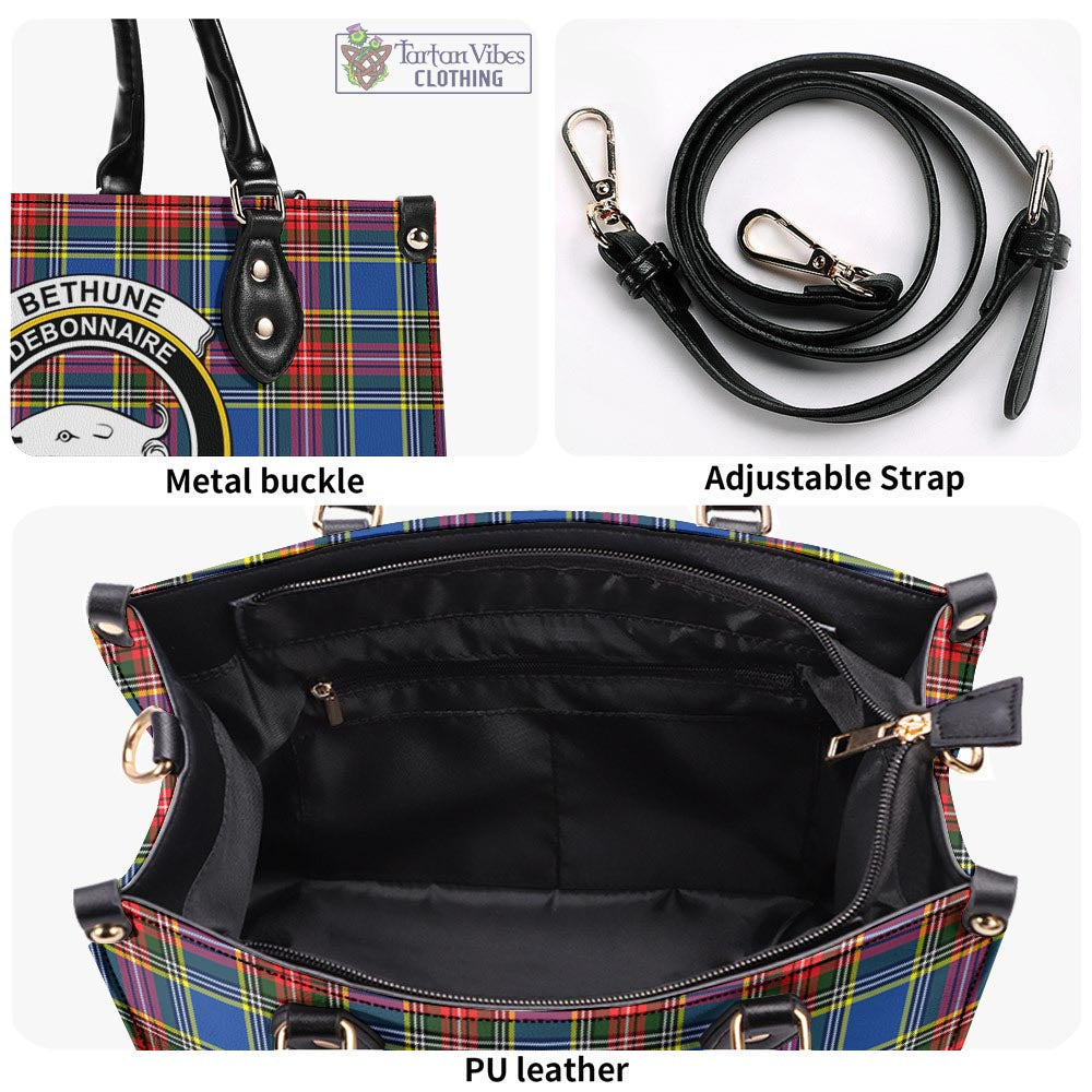 Tartan Vibes Clothing Bethune Tartan Luxury Leather Handbags with Family Crest