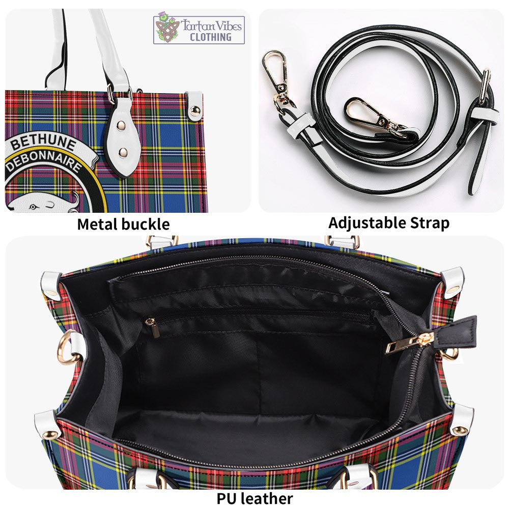 Tartan Vibes Clothing Bethune Tartan Luxury Leather Handbags with Family Crest