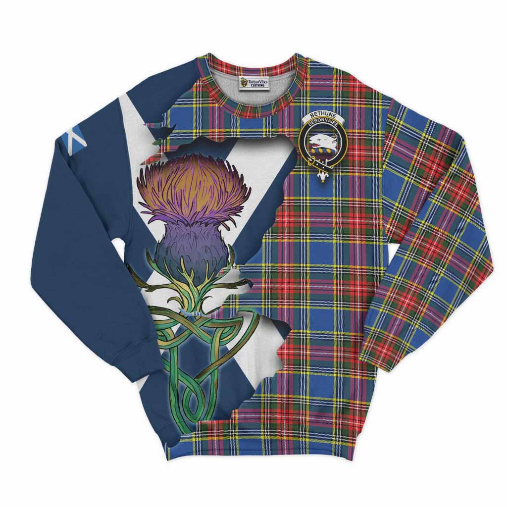 Bethune Tartan Family Crest Sweatshirt Scottish Thistle Celtic Inspired Unisex - Tartan Vibes Clothing