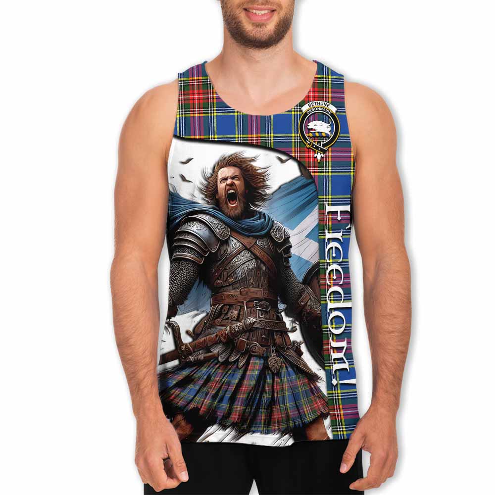 Tartan Vibes Clothing Bethune Crest Tartan Men's Tank Top Inspired by the Freedom of Scottish Warrior