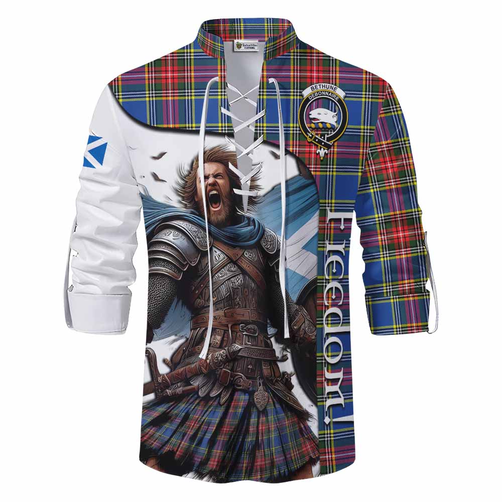 Tartan Vibes Clothing Bethune Crest Tartan Ghillie Kilt Shirt Inspired by the Freedom of Scottish Warrior