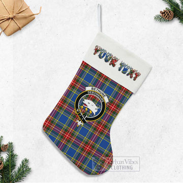 Bethune Tartan Family Crest Christmas Stocking with Personalized Text