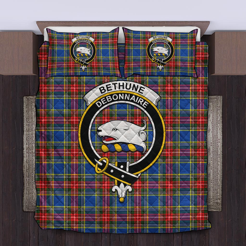 Bethune Tartan Quilt Bed Set with Family Crest Twin - Tartan Vibes Clothing