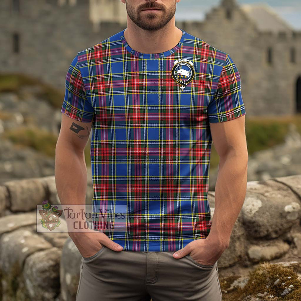 Bethune Tartan Cotton T-Shirt with Family Crest Men's Shirt - Tartanvibesclothing Shop