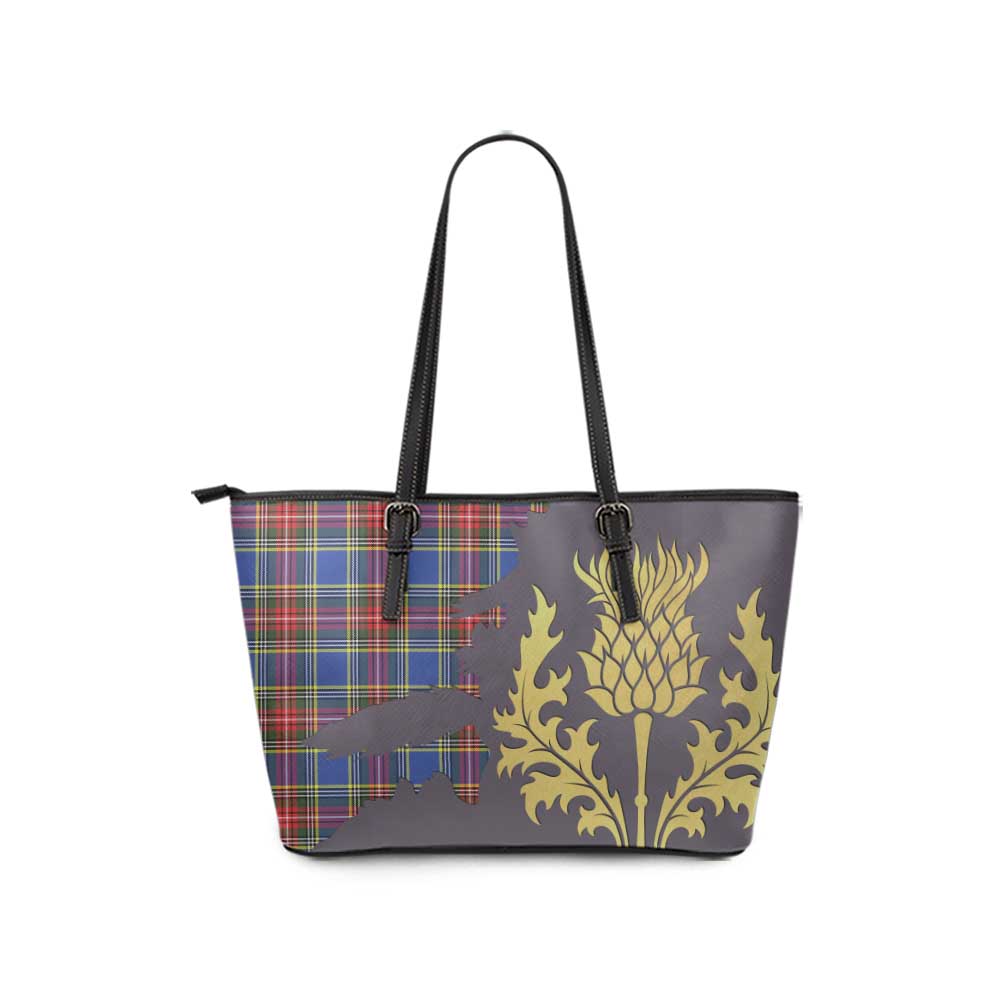 Bethune Tartan Leather Tote Bag Gold Thistle Style - Tartan Vibes Clothing
