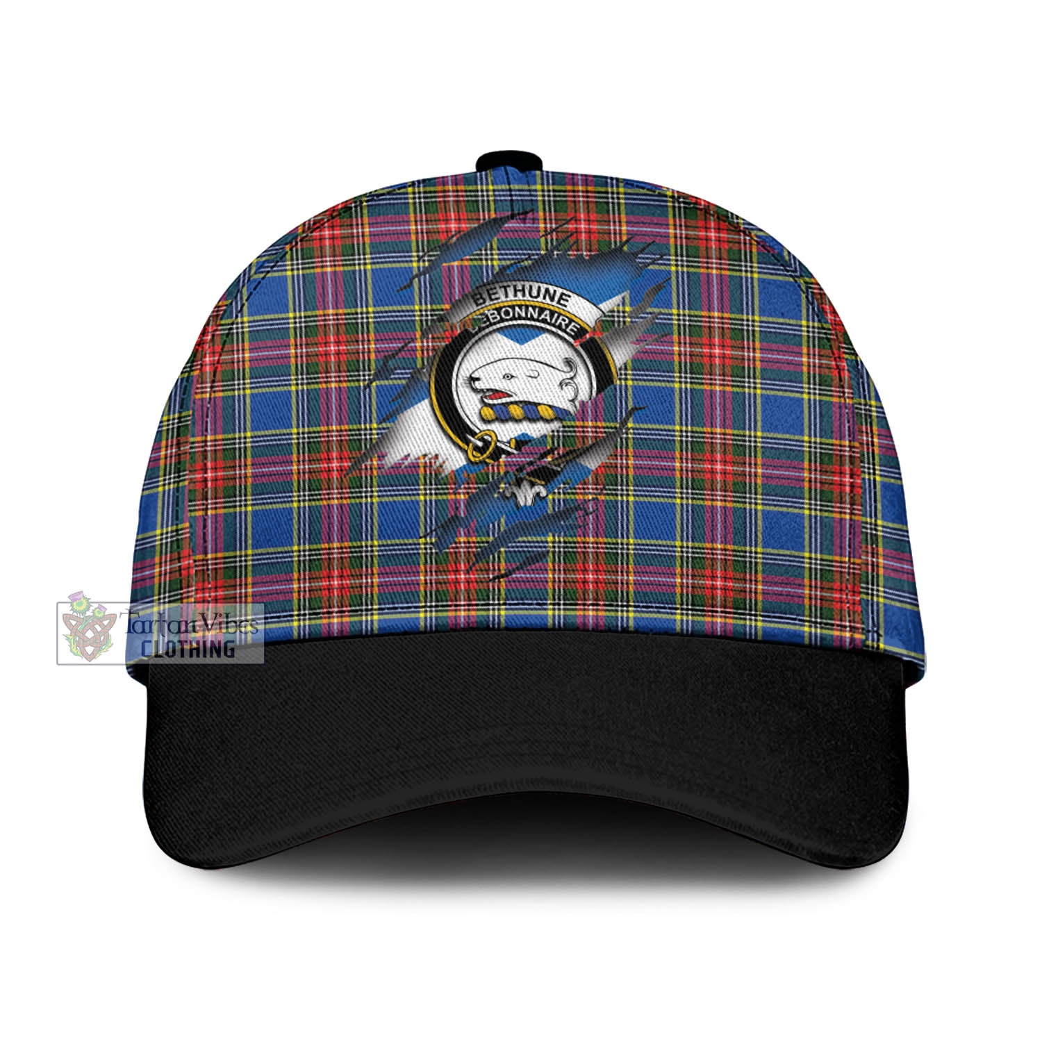 Tartan Vibes Clothing Bethune Tartan Classic Cap with Family Crest In Me Style