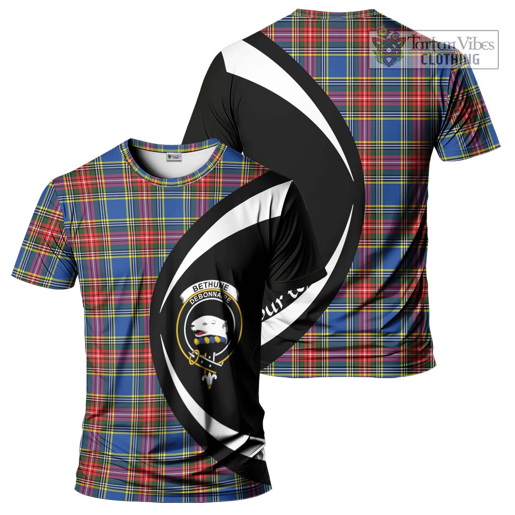 Tartan Vibes Clothing Bethune Tartan T-Shirt with Family Crest Circle Style