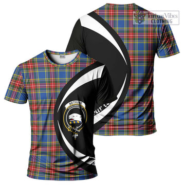 Bethune Tartan T-Shirt with Family Crest Circle Style