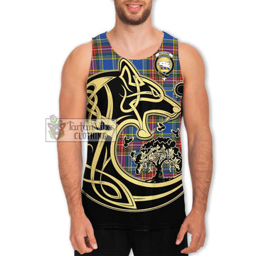 Bethune Tartan Men's Tank Top with Family Crest Celtic Wolf Style