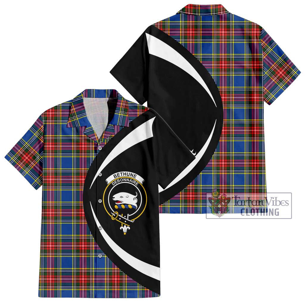 Bethune Tartan Short Sleeve Button Up with Family Crest Circle Style Kid - Tartan Vibes Clothing