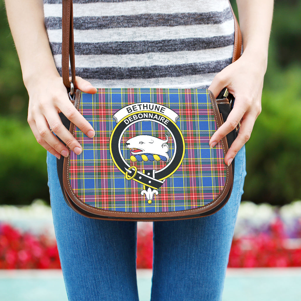 Bethune Tartan Saddle Bag with Family Crest One Size - Tartan Vibes Clothing