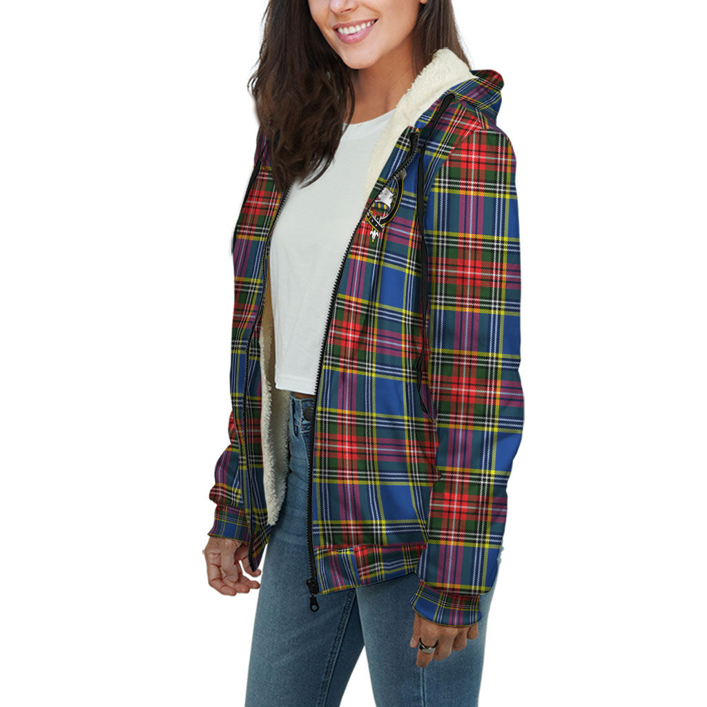 Bethune Tartan Sherpa Hoodie with Family Crest Unisex - Tartanvibesclothing