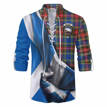 Bethune Tartan Ghillie Kilt Shirt with Family Crest Scotland Patriotic Style