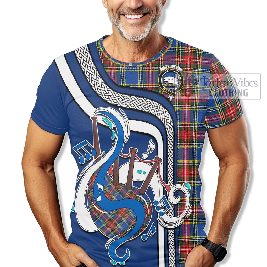 Bethune Tartan T-Shirt with Epic Bagpipe Style Kid's Shirt - Tartanvibesclothing Shop