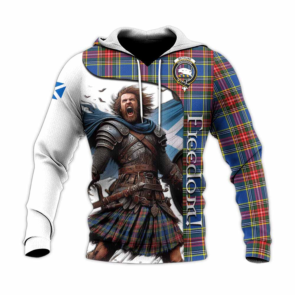 Tartan Vibes Clothing Bethune Crest Tartan Knitted Hoodie Inspired by the Freedom of Scottish Warrior