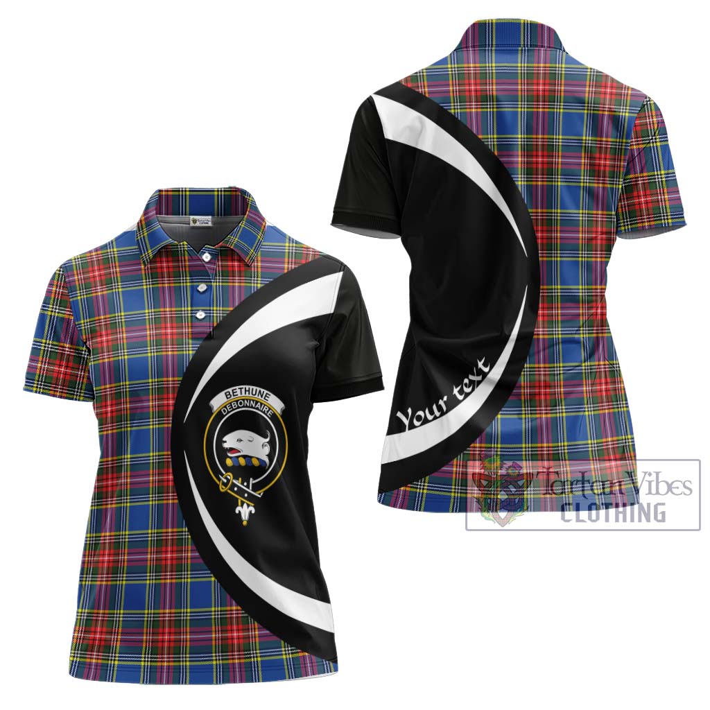 Bethune Tartan Women's Polo Shirt with Family Crest Circle Style Women - Tartan Vibes Clothing