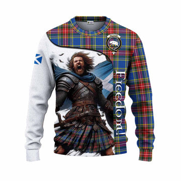 Bethune Crest Tartan Knitted Sweater Inspired by the Freedom of Scottish Warrior