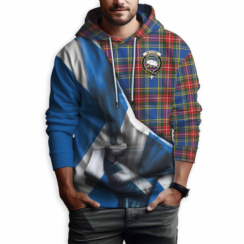 Tartan Vibes Clothing Bethune Tartan Hoodie with Family Crest Scotland Patriotic Style