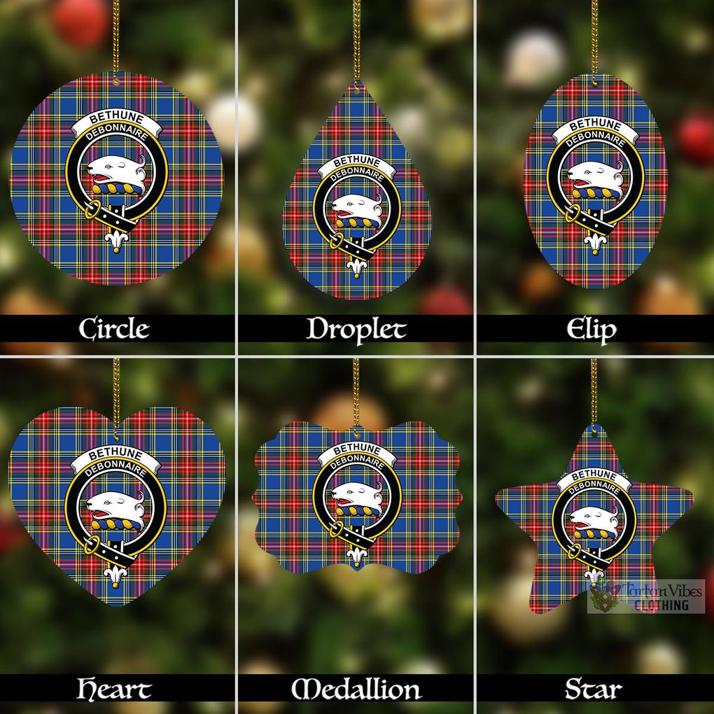 Tartan Vibes Clothing Bethune Tartan Christmas Aluminium Ornament with Family Crest