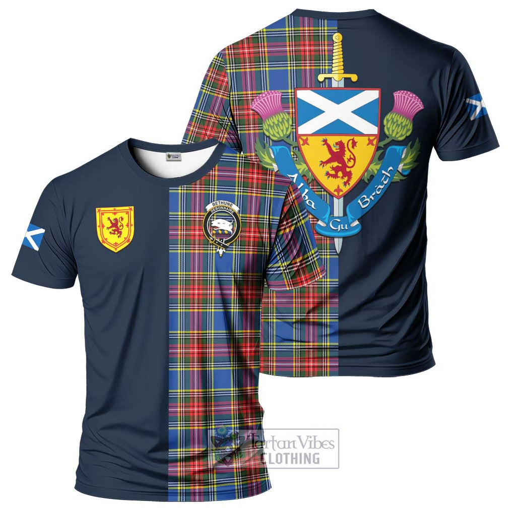 Tartan Vibes Clothing Bethune Tartan T-Shirt Alba with Scottish Lion Royal Arm Half Style