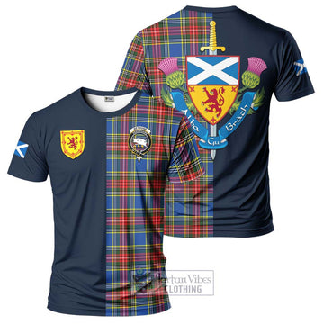 Bethune Tartan T-Shirt Alba with Scottish Lion Royal Arm Half Style