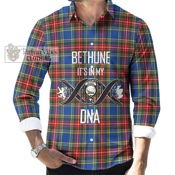 Bethune Tartan Long Sleeve Button Shirt with Family Crest DNA In Me Style