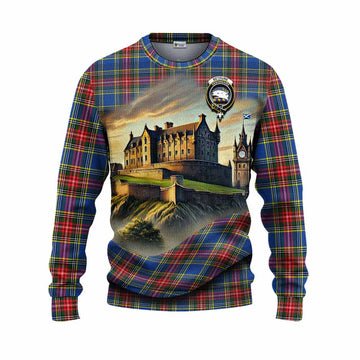 Bethune Tartan Family Crest Knitted Sweater with Scottish Ancient Castle Style Unisex - Tartan Vibes Clothing