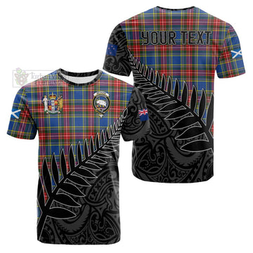 Bethune Crest Tartan Cotton T-shirt with New Zealand Silver Fern Half Style