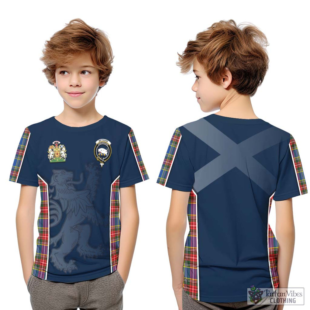 Bethune Tartan Kid T-Shirt with Family Crest and Lion Rampant Vibes Sport Style Youth XL Size14 - Tartan Vibes Clothing