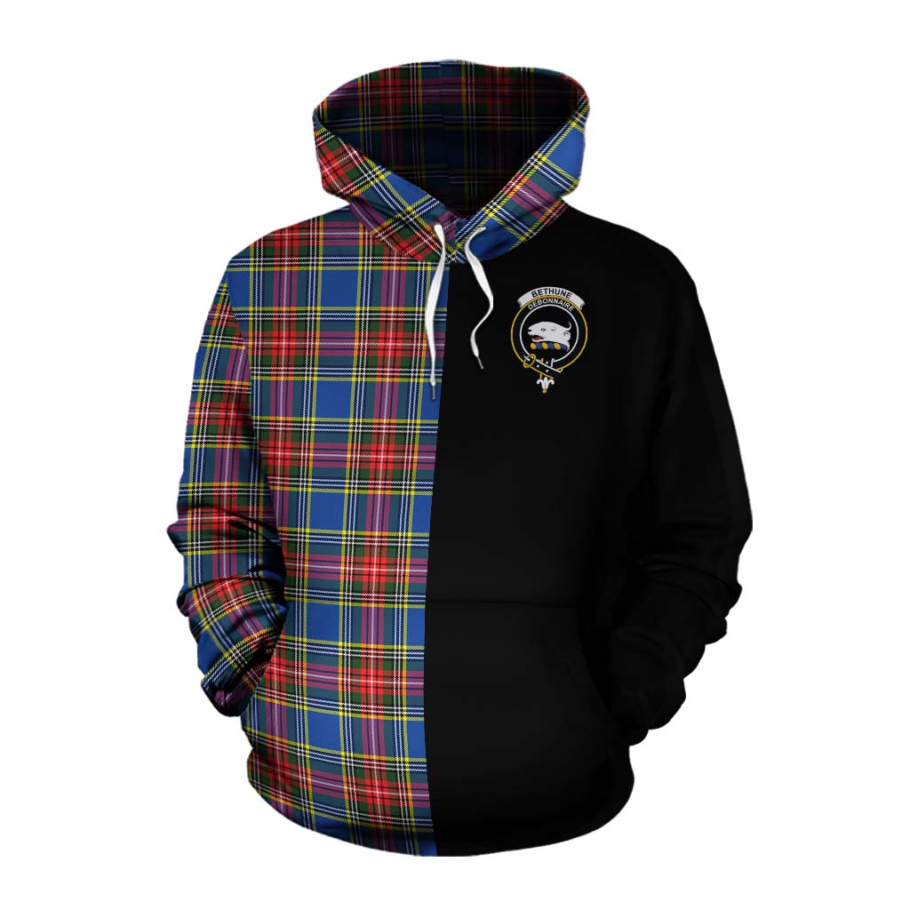 Tartan Vibes Clothing Bethune Tartan Cotton Hoodie with Family Crest and Half Of Me Style