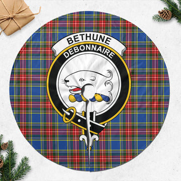 Bethune Tartan Christmas Tree Skirt with Family Crest