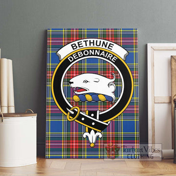 Bethune Tartan Canvas Print Wall Art with Family Crest