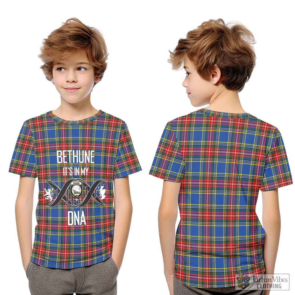 Bethune Tartan Kid T-Shirt with Family Crest DNA In Me Style Youth XL Size14 - Tartanvibesclothing Shop