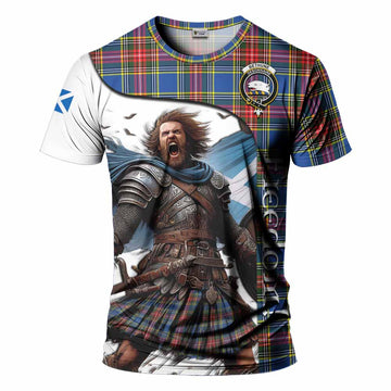 Bethune Crest Tartan T-Shirt Inspired by the Freedom of Scottish Warrior